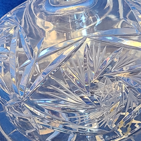 Polish Violetta Dome Lidded Round Pinwheel Hand Cut Cheese Butter Dish Elegant - Picture 3 of 9